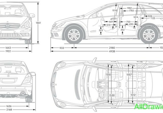 Mercedes-Benz R-Class W251 (2008) (Мерcедес-Бенз Р-Класс В251 (2008)) - чертежи (рисунки) автомобиля